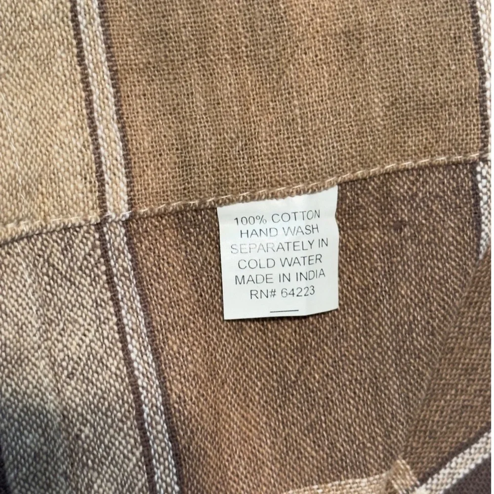 Lot of 3 Cotton Valances Brown Tan Plaid Farmhouse Rustic 62x13.5 Modern Country